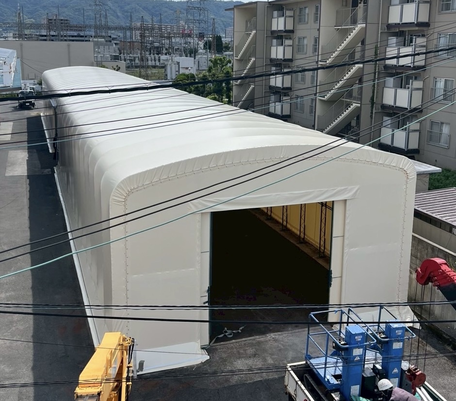 テント倉庫の施工事例の写真