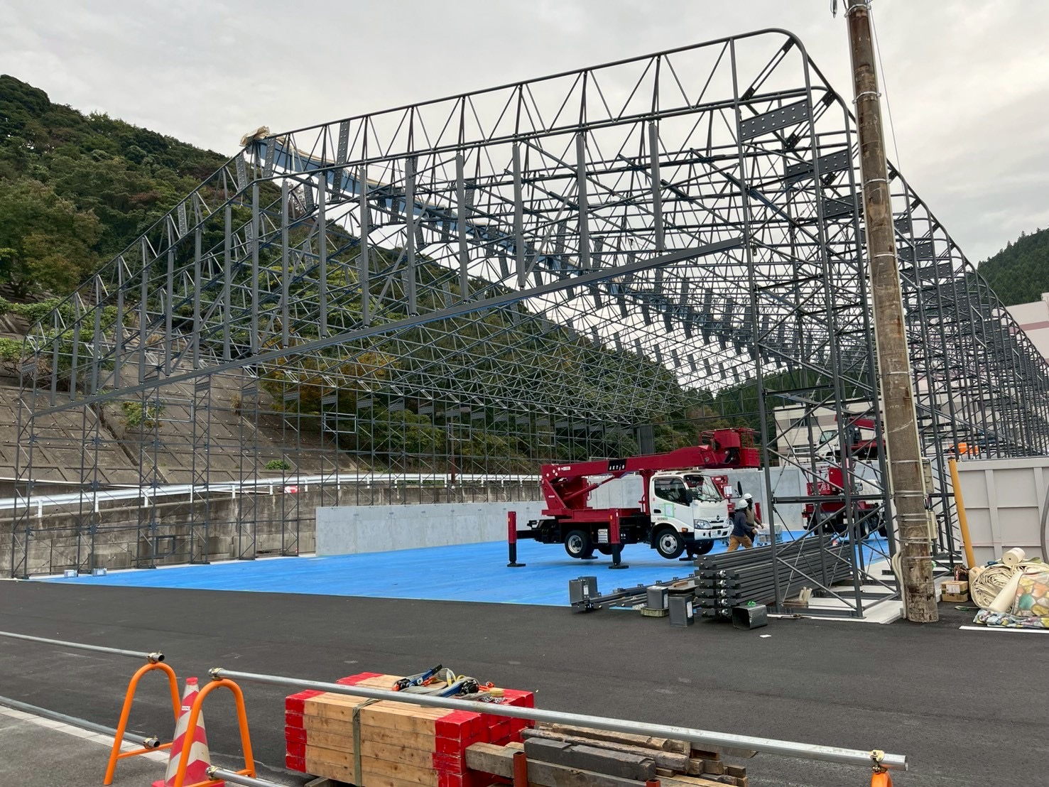 テント倉庫の施工事例の写真