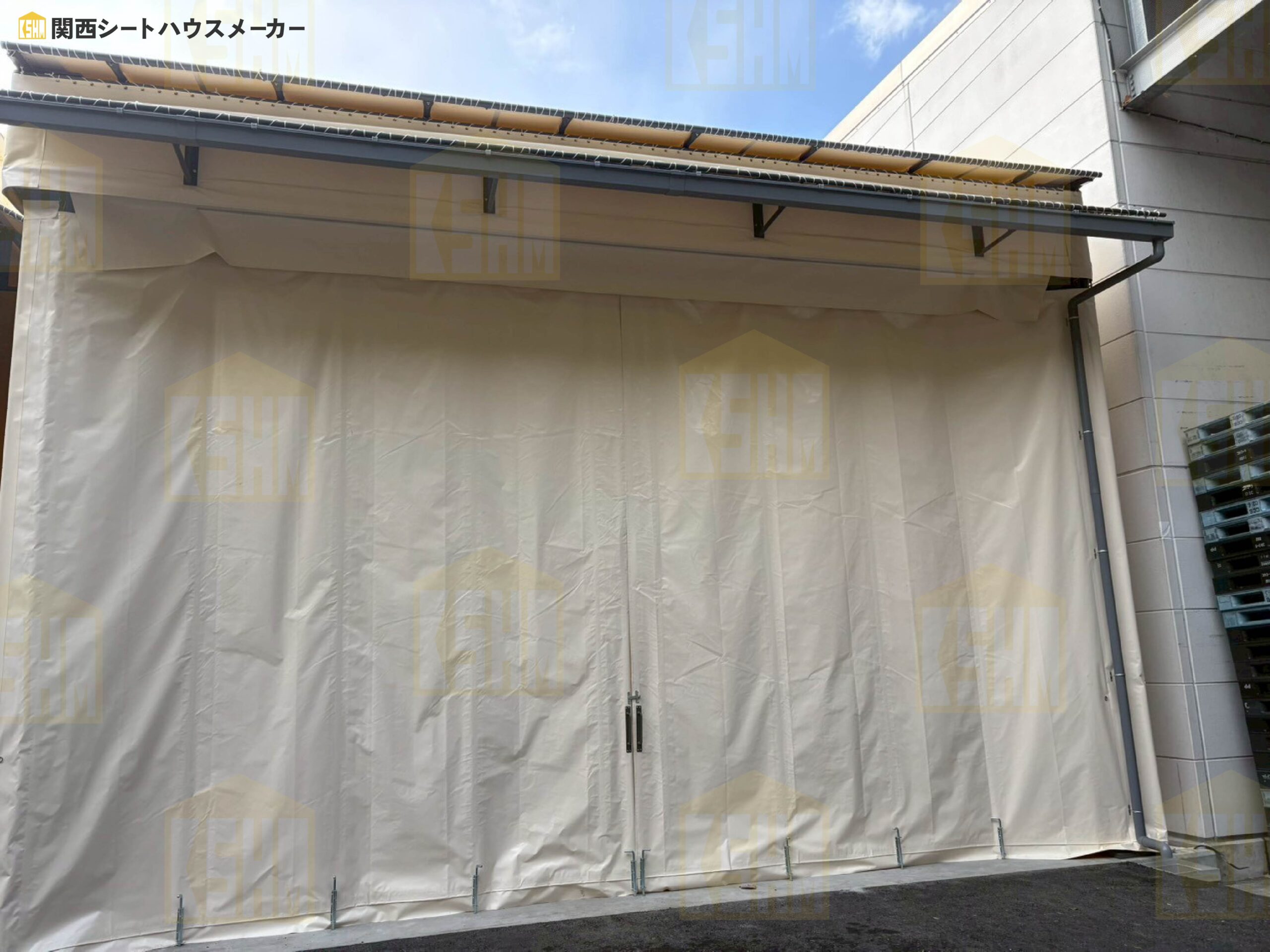 テント倉庫の施工事例の写真