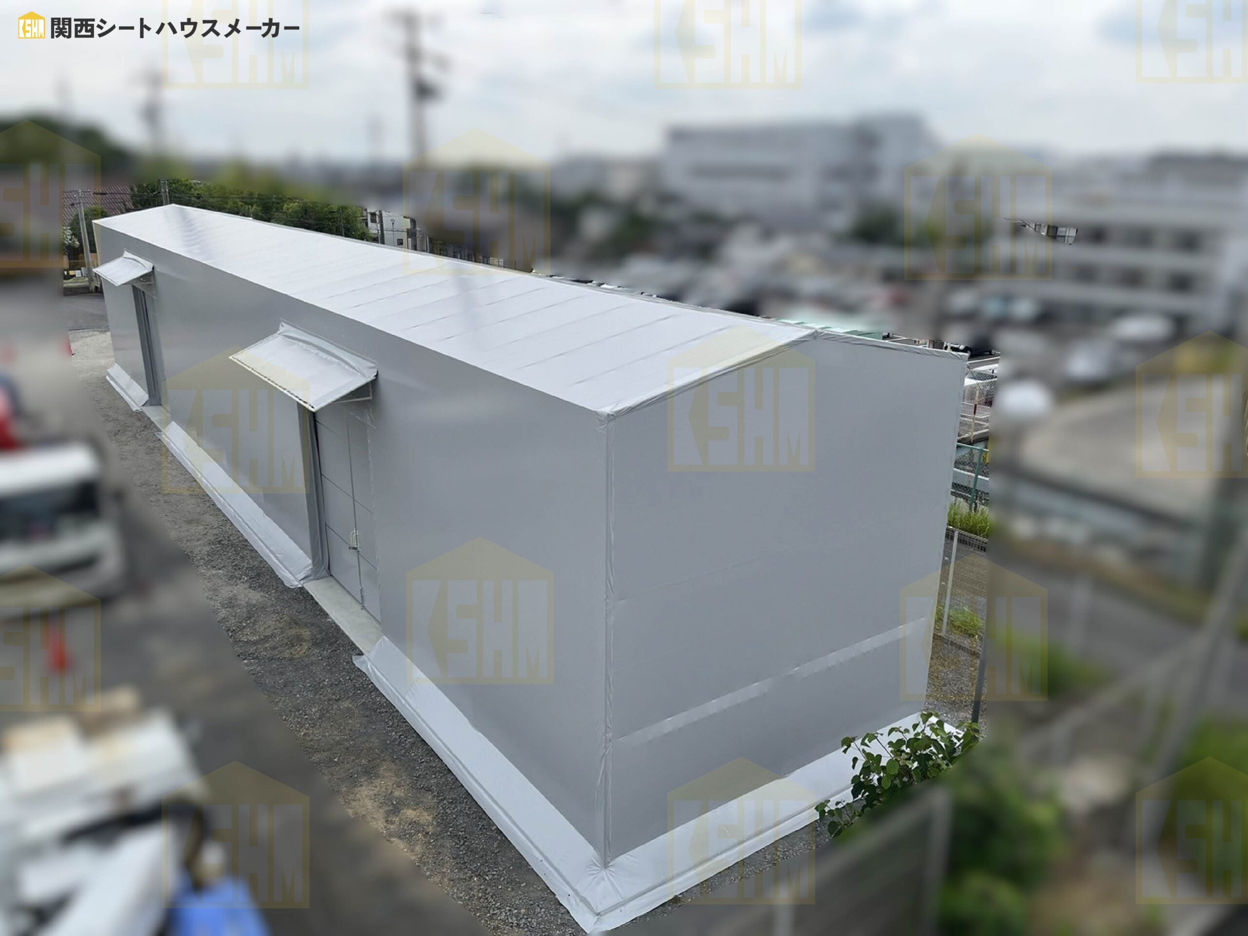 テント倉庫の施工事例の写真